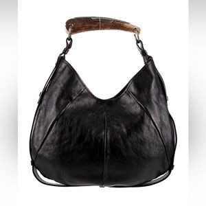 YSL Large Black Leather Mombasa Bag